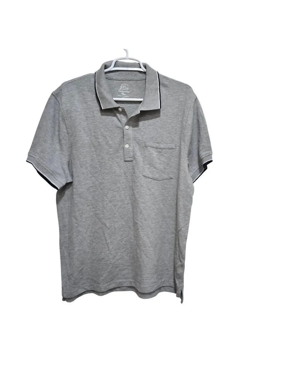 J.Crew Gray Stretch Pique Polo Shirt Mens Large Pocket